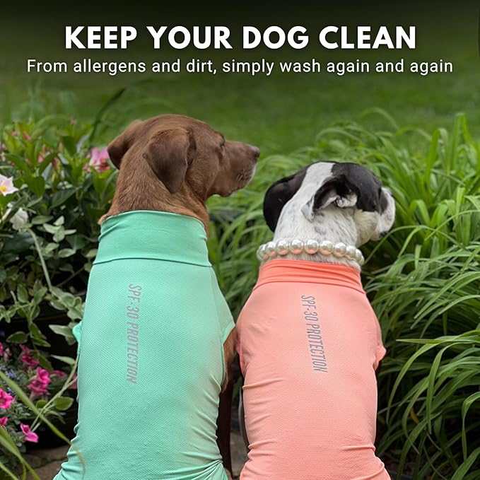 Spark Paws Sunblock Dog T-Shirt, SPF30 Protection, Lightweight Breathable Quick Dry for Dogs with Sensitive Skin - Peach & Mint (Set of 2) - XL
