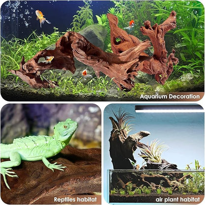 Natural Small Aquarium Driftwood for Fish Tanks & Reptile Terrariums – 100% Safe Fish Tank Decorations, Unique Twisted Branches 5-Piece 4-8 Inch Low Tannin, Easy to Sink