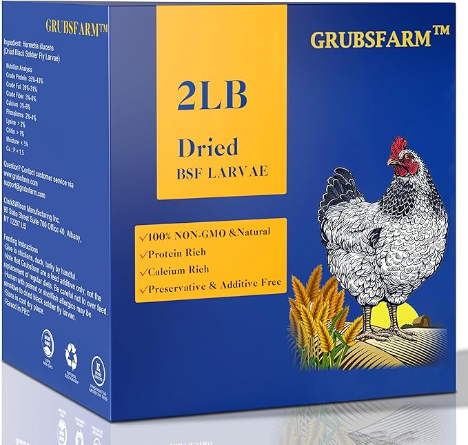 Premium Chicken Treats 2LBS - Superior to Dried Mealworms - Non-GMO & 85X More Calcium Than Meal Worms - Molting & Laying Supplement - BSF Larvae Treats for Layer Hens, Ducks Wild Birds