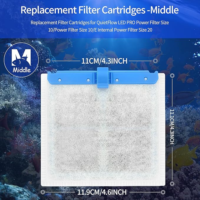 10 Pack Medium Replacement Filters Cartridges for Aqueon QuietFlow,Replacement Filter Cartridges with Aqueon QuietFlow LED PRO Power Filter Size 10