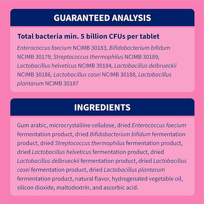 Nutramax Proviable Probiotics for Dogs, Daily Digestive Health Supplement with Multiple Strains of Bacteria, Dog Probiotics Plus Prebiotics, 60 Chewable Tablets