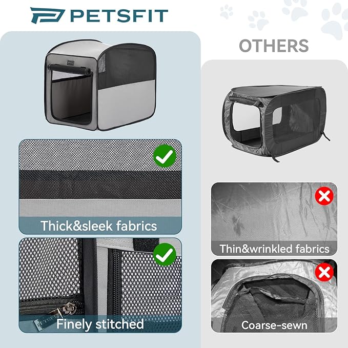 Petsfit Portable Dog Crate，Pop Up Dog Crate for Medium Dogs，Waterproof Pet Cage Dog Kennel for Indoor/Outdoor，Lightweight Dog Carrier for Travelling，Grey