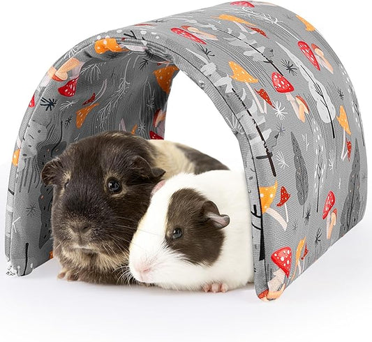 Bienbee Guinea Pig Tunnel and Hideout, Washable Rabbit Tunnel and Bunny House, Small Animal Gray Mushroom