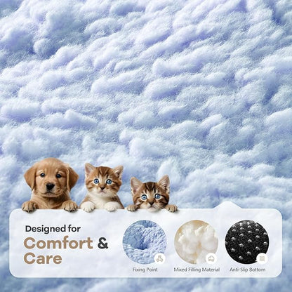 Mora Pets Cat Bed Comfy Puppy Crate Beds Plush Cat Sleeping Mat Washable Pets Mattress Anti-Slip Kitten Bed Soft Kennel Pad for Small Dogs Cats Breeds, 23" x 18", Blue