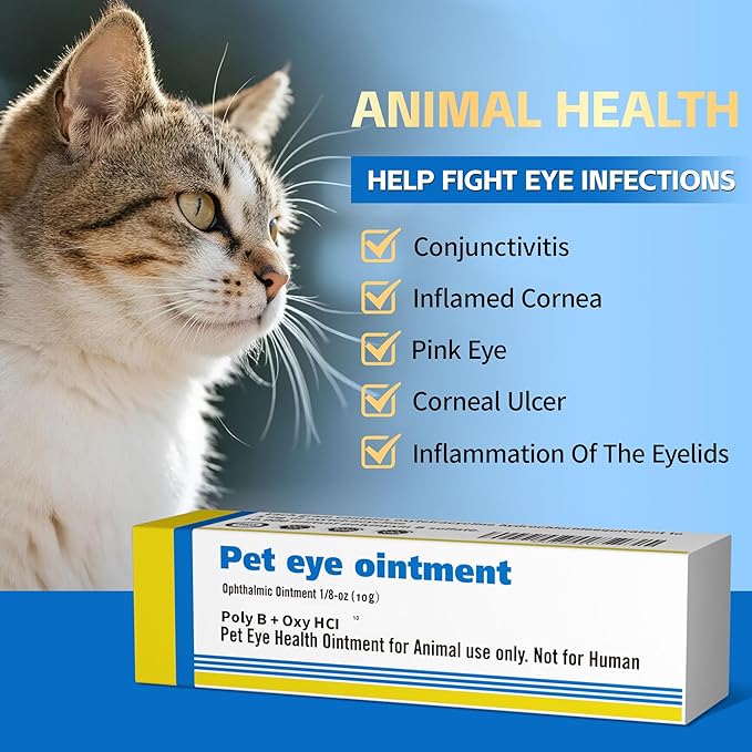 Pet Eye Health Ointment for Dogs, Cats, Cattle, Sheep, Horses, Birds and Puppies, Kitten - 1 Tube 0.35 oz /10g