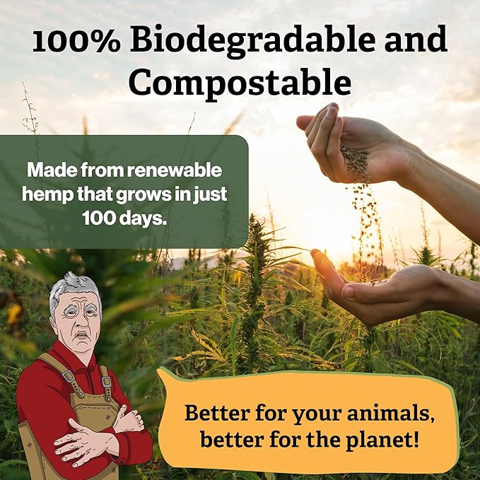 Cranky Frank Chicken Hemp Bedding - 75 Usable Liters, 20 LB - All Natural, Dust-Free, Odor-Controlled Coop Bedding for Chickens and Pets - Super Absorbent, Low Waste & Eco-Friendly