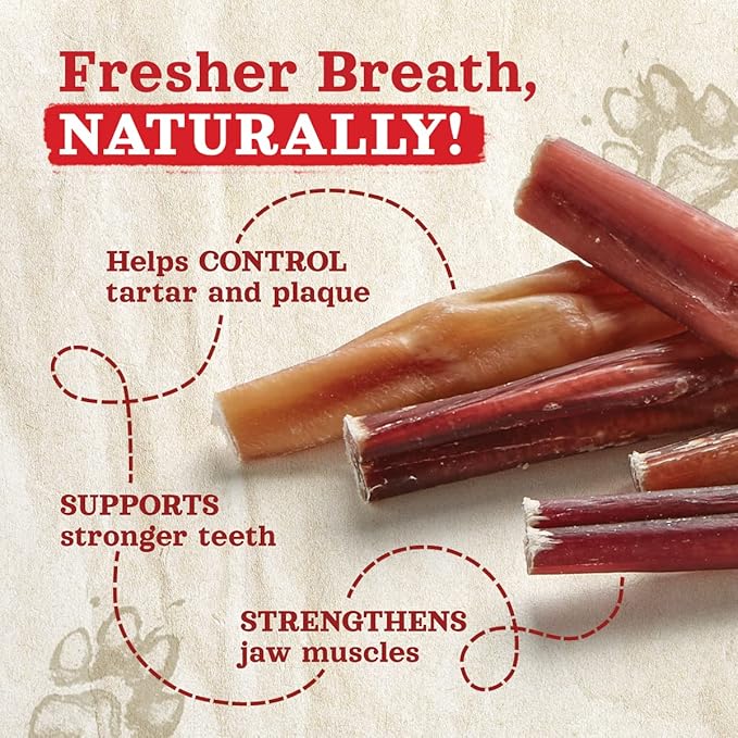 Natural Farm Odor-Free Bully Sticks (4”, 8oz) All-Natural Long-Lasting Chews, 100% Beef Pizzle, Grass-Fed, Grain-Free, Hormone-Free, Protein for Muscle Development & Energy, Perfect for Small Dogs