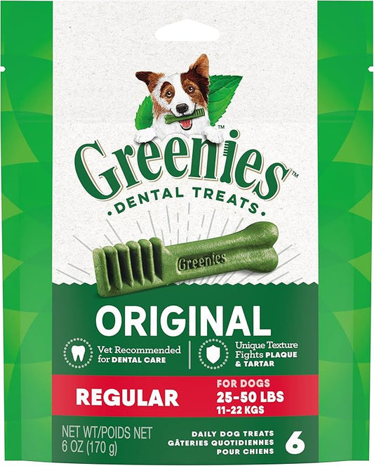 Greenies Original Regular Dental Dog Treats, 6 oz. Pack (6 Treats)