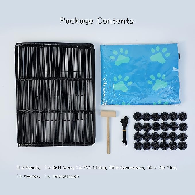 CHEGRON Guinea Pig Cages 8 Sq Ft Expandable C&C Cage Habitats for 2 Small Animal Pet Playpen Metal Grids Indoor Rabbit Fence Hedgehog Cage with PVC Bottom, 48 x 24 x 15.7 inch, 12 Panels