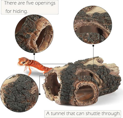 IBWell Aquarium Wood Fish Tank Decorations，Resin Fake Logs Terrarium DÉCor, Reptile Hide Aquarium Hideout for Fish Cave, Small Turtles, to 20 Gallon Tank