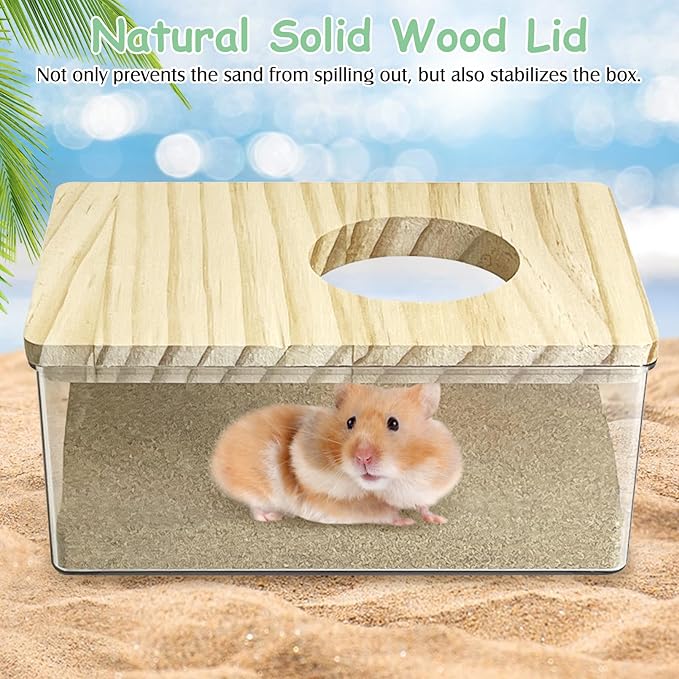 kathson Hamster Sand Bath Box Transparent Gerbil Bathroom & Digging Box Acrylic Small Syrian Hamster Litter Box Hamster Dust Bath Container Cage Accessories for Lemming Mice (Small Rectangle)
