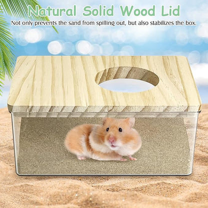 kathson Hamster Sand Bath Box Transparent Gerbil Bathroom & Digging Box Acrylic Small Syrian Hamster Litter Box Hamster Dust Bath Container Cage Accessories for Lemming Mice (Small Rectangle)