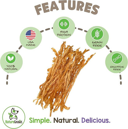Nature Gnaws USA Turkey Tendons for Dogs (4oz) - Delicious Grain Free Reward Snack for Small, Medium & Large Breeds - Premium Natural Dog Chew Treats
