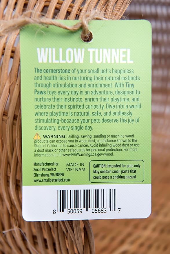 Small Pet Select - Jumbo - Tiny Paws Hand-Made Willow Tunnel for Rabbits, Guinea Pigs, Cats and Other Small Animals