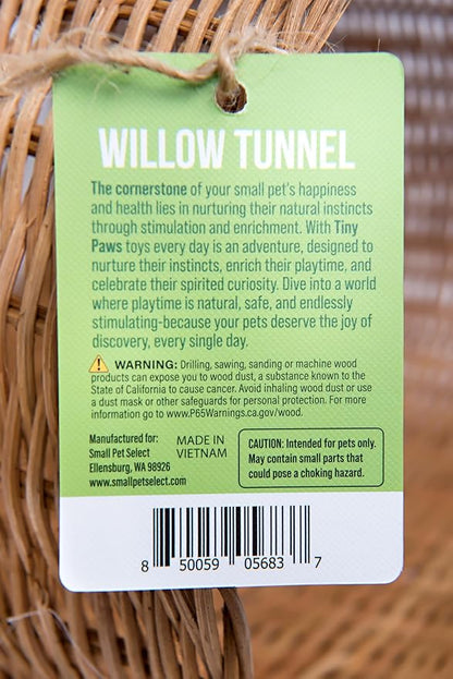 Small Pet Select - Jumbo - Tiny Paws Hand-Made Willow Tunnel for Rabbits, Guinea Pigs, Cats and Other Small Animals