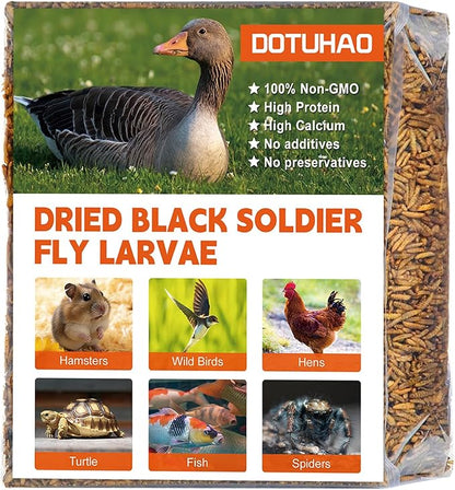 Dried Black Soldier Fly Larvae 4 LB,Chicken Feed, Hamster Food,More Calcium Than Dried Mealworms High-Protein Chickens Treats, Food for Wild Birds, Ducks, Layer Hens(4 LB)