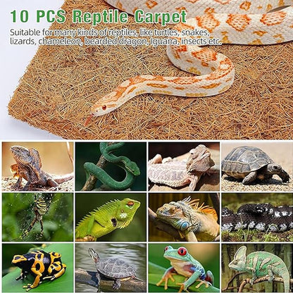 10Pcs Reptile Substrate Mat Carpet Chicken Nest Mat 30 * 30cm Natural Coconut Fiber Pet Mat Substrate Liner Terrarium Planter Liner for Lizard Turtle Snake Gecko Bearded Dragon Tortoise