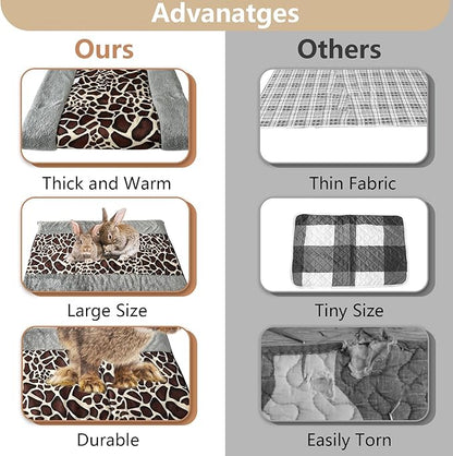 kathson Large Guinea Pig Bed, 35 x 21 inch Soft Rabbit Mat, Cage Liner for Small Animals, Washable Thick Warm Bedding Mats for Bunny, Ferret, Chinchilla, Hedgehog