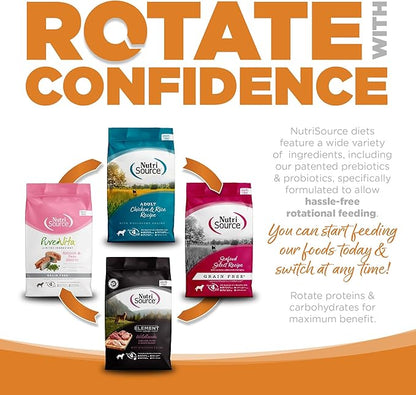 NutriSource Adult Dry Dog Food, Lamb Meal and Rice, 12LB