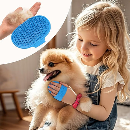 Ultra-Soft Pet Grooming Brush with Adjustable Ring - Ideal for Dogs & Cats of All Hair Types - Bath, Shower & Massage Tool (Blue, 1-Pack)