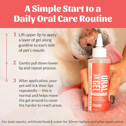 SKOUT'S HONOR Peanut Butter & Bacon Oral Gel - Fights Plaque and Tartar, Freshens Breath Fast, No Brushing Required, 4 oz, 2-Pack