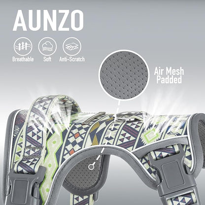 Dog Vest Harness No Pull Easy Walker Pet Harness for Walking Training Hiking for M Sized Dogs with 2 Leash Clips 3 Buckles ID Card Reflective Strip Soft Padded Handle, Tribal, French Bulldog