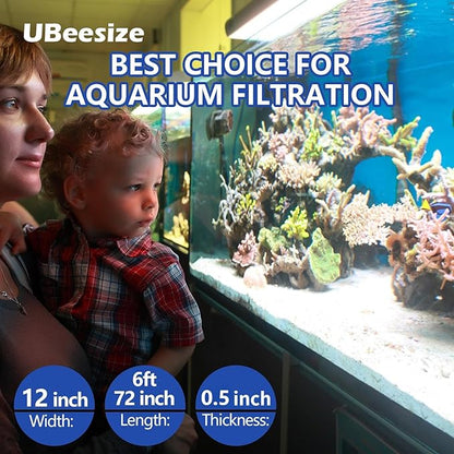 UBeesize Aquarium Filter Media Floss, 6 ft Cut to Fit Pond Filters for Outdoor Ponds and Fish Tank, High Efficiency Aquarium Filter Material, No Dye and Reusable Filter Floss