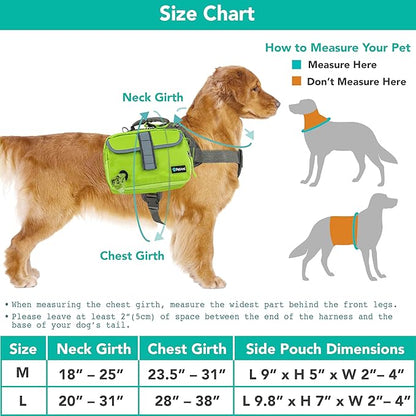 PetAmi Dog Backpack for Medium & Large Dogs, Saddle Bag for Dogs to Wear for Hiking, Pet Backpack Harness Dog Pack with Reflective Side Pockets for Walking Running