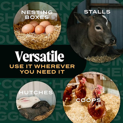 FarmStraw Coarse Cut, 3 cu ft (25 lbs) – All-Natural Wheat Straw Animal Bedding for Homesteads, Hobby Farms, and Small Pets – Absorbent, Fluffy & Insulative – Sustainably Sourced