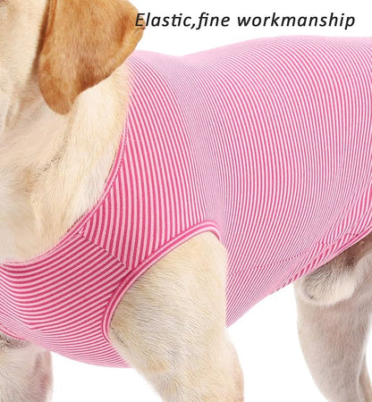 WEONE Dog Summer T-Shirts Striped Cotton Vest,Pet Breathable Soft Basic Clothes for Small Medium Larg Boy Girl Dogs,XS