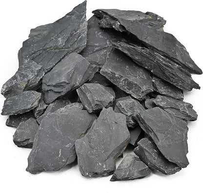 Unocho Natural Slate Stone Reptile Basking Platform Rock 10LB Fish Tank Rocks for Aquascaping Terrarium Decoration&Reptile Habitats Tortoise Enclosures (2-6 inches)