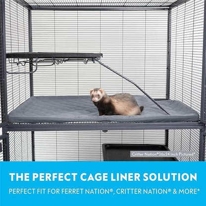 Paw Inspired Fitted Fleece Liner for Ferret Nation, Critter Nation Cage for Ferrets, Rats, Chinchillas, Hedgehogs & Other Small Animals (Gray, Top Pan Liner)