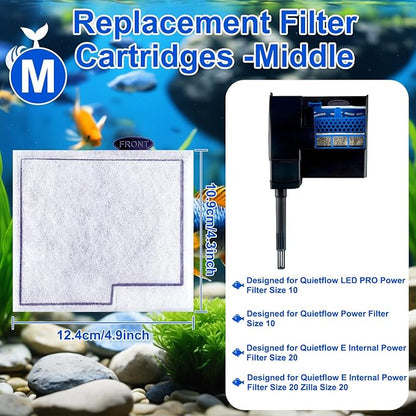 10 Pack Medium Filter Cartridges Compatible with Aqueon Replacement Filter Cartridges with Aqueon QuietFlow LED PRO Power Size 10 & E Internal Power Size 20