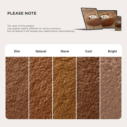 Bedsure Calming Dog Bed for Small Dogs - Donut Washable Small Pet Bed, 23 inches Anti-Slip Round Fluffy Plush Faux Fur Large Cat Bed, Fits up to 25 lbs Pets, Copper