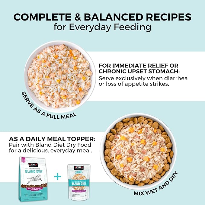 KOHA Limited Ingredient Bland Diet for Dogs, Beef and White Rice Sensitive Stomach Wet Dog Food, Sold in Over 5,000 Vet Clinics & Pet Stores, Gentle Easy to Digest Bland Diet Dog Food, Pack of 6
