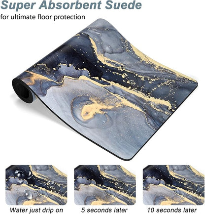 Rnivvi Dog Food Mat, 16" x 24" Marble Absorbent Dog Cat Bowl Mat for Food and Water, Cute Anti-Slip Rubber Pet Feeding Rug Protect Floors, Puppy Placemat for Feeding & Watering Supplies, Grey