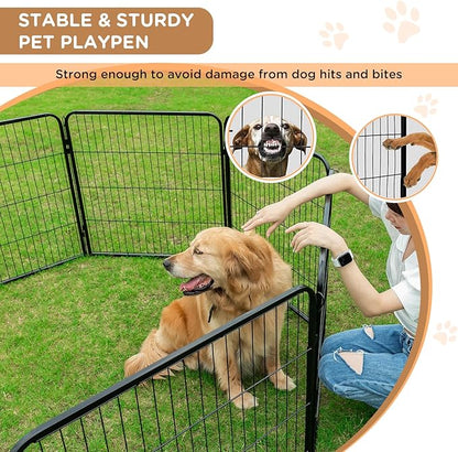 BestPet | Dog Playpen | 40 Inch, 6 Panels | Heavy Duty Metal Pet Exercise Pen | Indoor Outdoor Fence Panels | Rust-Resistant, Removable, Tool-Free Setup | Anti-Skid, Expandable Design