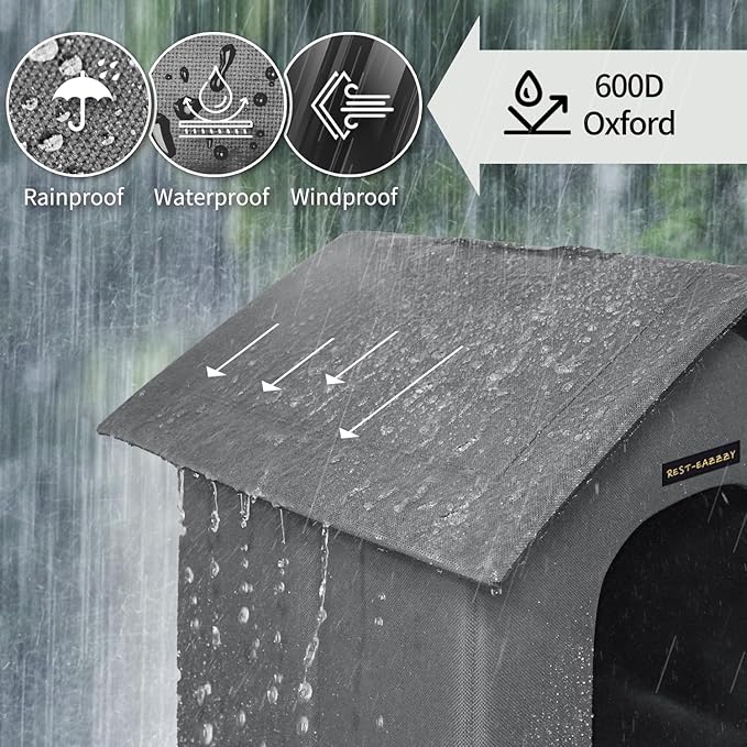 Rest-Eazzzy Outdoor Cat House, Feral Cat House Insulated with Mat and Clip, Weatherproof and Insulated, Cat Beds for Cats Kittens Puppies, Never Blow Away (Grey, S 13" X 13" X 14")