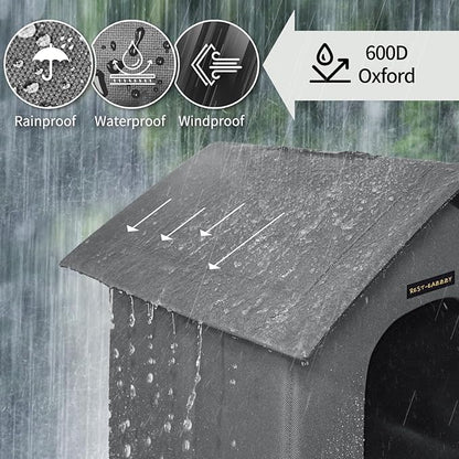 Rest-Eazzzy Outdoor Cat House, Feral Cat House Insulated with Mat and Clip, Weatherproof and Insulated, Cat Beds for Cats Kittens Puppies, Never Blow Away (Grey, S 13" X 13" X 14")