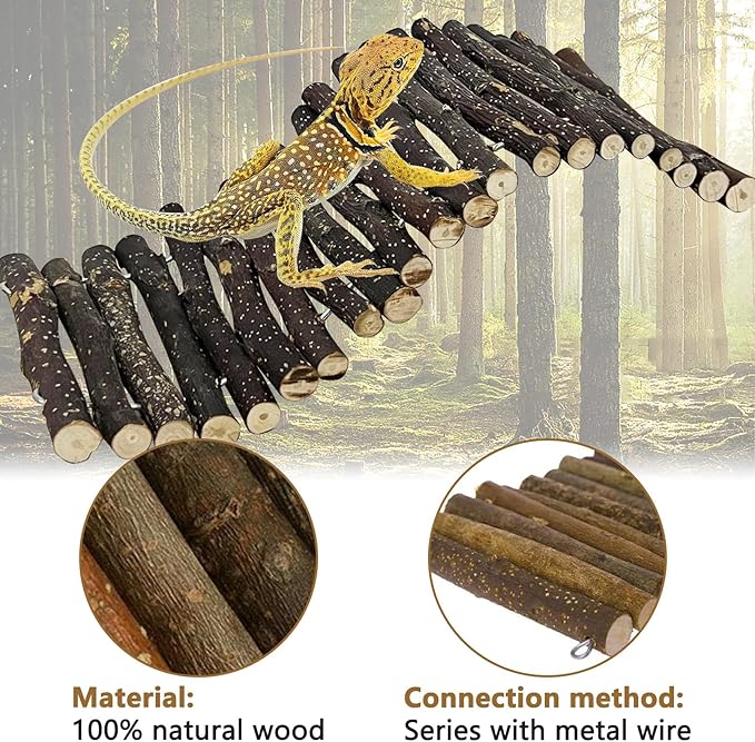 Hamiledyi 3pcs Wooden Reptile Hide Leopard Gecko Wood Hideout Bendable Climbing Tunnel Turtle Hut Snake Hiding Cave for Tortoise Lizard Frog Small Animals (11.8" x 5.9")