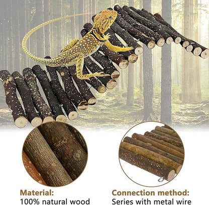 Hamiledyi 3pcs Wooden Reptile Hide Leopard Gecko Wood Hideout Bendable Climbing Tunnel Turtle Hut Snake Hiding Cave for Tortoise Lizard Frog Small Animals (11.8" x 5.9")