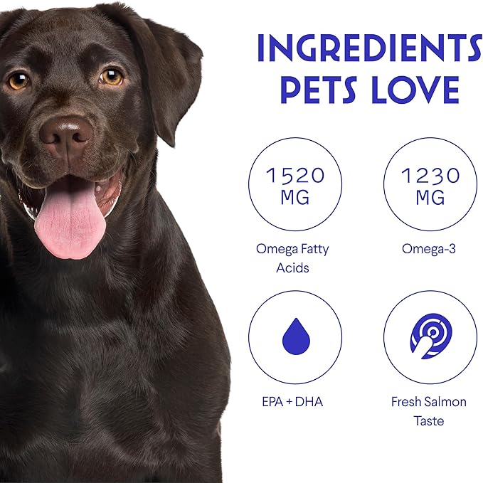 Fish Oil for Dogs - Omega 3 for Dogs from Alaskan Salmon, Cod & Krill Oil - EPA DHA Fatty Acids - Less Shedding & Itching - Skin, Joint, Immune & Heart Health - Liquid Supplement (16 oz)