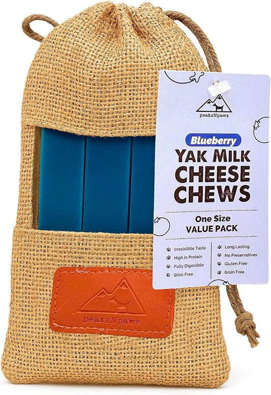 Yak Cheese Himalayan Dog Chews with Blueberry, High Protein, Natural Dog Treats, Dog Chew Sticks for Aggressive Chewers, Long Lasting Treat for Small, Medium & Large Dogs, 3 Chews