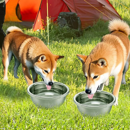 2 Pcs 0.5 Gallon Dog Bowls for Small Dogs - Food Grade Stainless Steel Metal Water Bowl, Easy to Clean Food Bowls for Indoor Outdoor