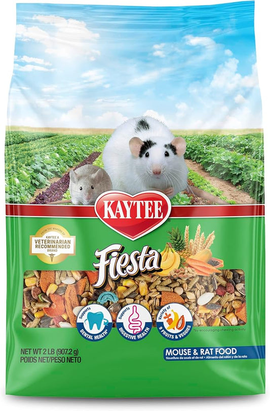 Kaytee Fiesta Mouse & Rat Food, Nutritious and Fun Blend, Supports Dental Health and Digestion, 2 pounds