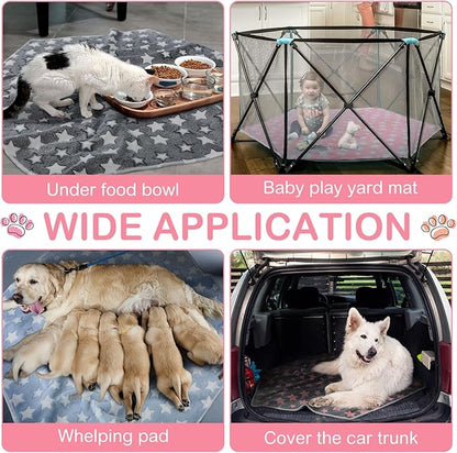 Preboun 4 Pcs 47 in Guinea Pig Playpen Pad Waterproof Hexagon Mat Reusable Dog Playpen Liner for Small Animal Rabbit Cage Tent Pee Pad Washable Yard Fence(Star)