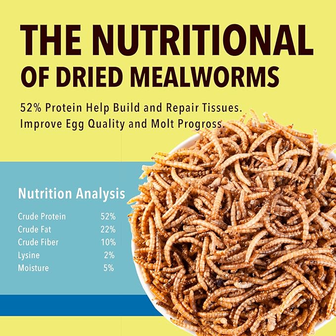 11lb Dried Mealworms for Chickens Snacks for Birds Bulk-Treats for Laying Hens(11 Pound)