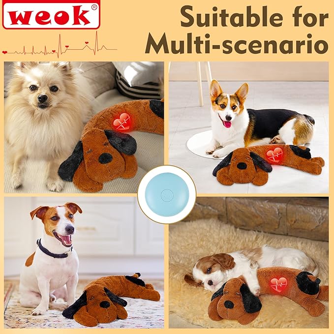 Puppy Heartbeat Toy for Separation Anxiety Relief, Heartbeat Stuffed Animal Anxiety Calming Behavioral Aid Plush Toy for Dogs Cats Pets