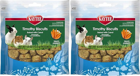Kaytee Timothy Biscuits Baked Treat for Pet Guinea Pigs, Rabbits & Other Small Animals, Carrot, 4 oz (Pack of 2)