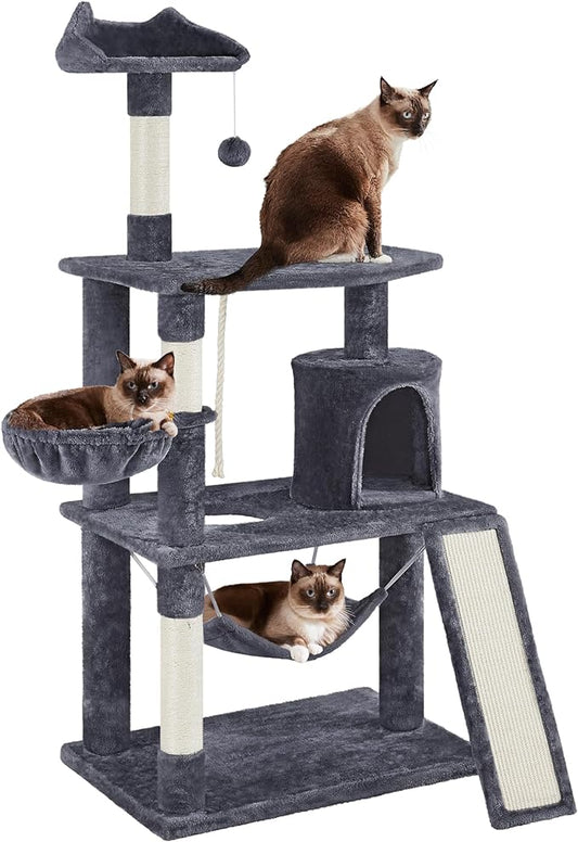 Yaheetech 63.5in Multi-Level Cat Tree Tower Condo with Scratching Posts, Platform & Hammock, Cat Activity Center Play Furniture for Kittens, Cats, and Pets